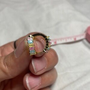 Pretty Bird Gold Hoop Earrings with Multicolor Stones Gold Plated